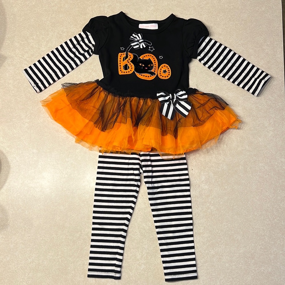 Bonnie Baby Cute BOO Halloween Outfit With Cat Detail! Size 18 months.